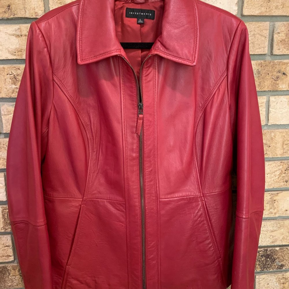 Investments Red Leather Jacket